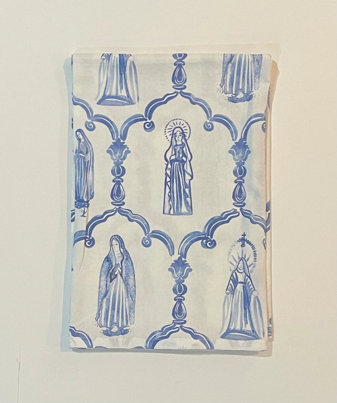 Catholic Mary Apparition Hand Towels | Blue &amp; White Set of 2