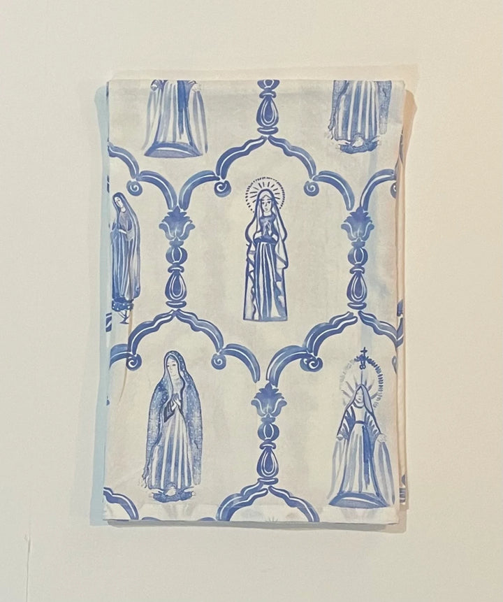 Catholic Mary Apparition Hand Towels | Blue &amp; White Set of 2