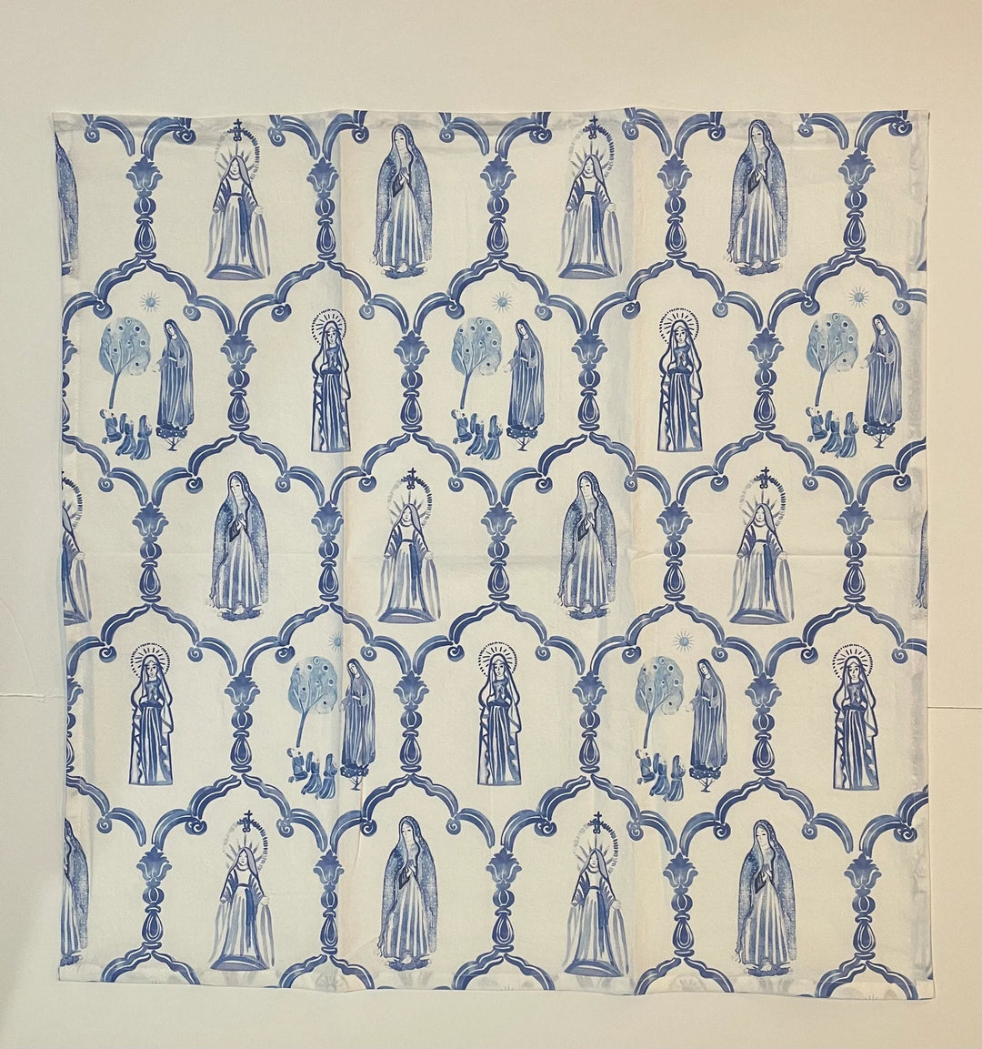 Catholic Mary Apparition Hand Towels | Blue &amp; White Set of 2