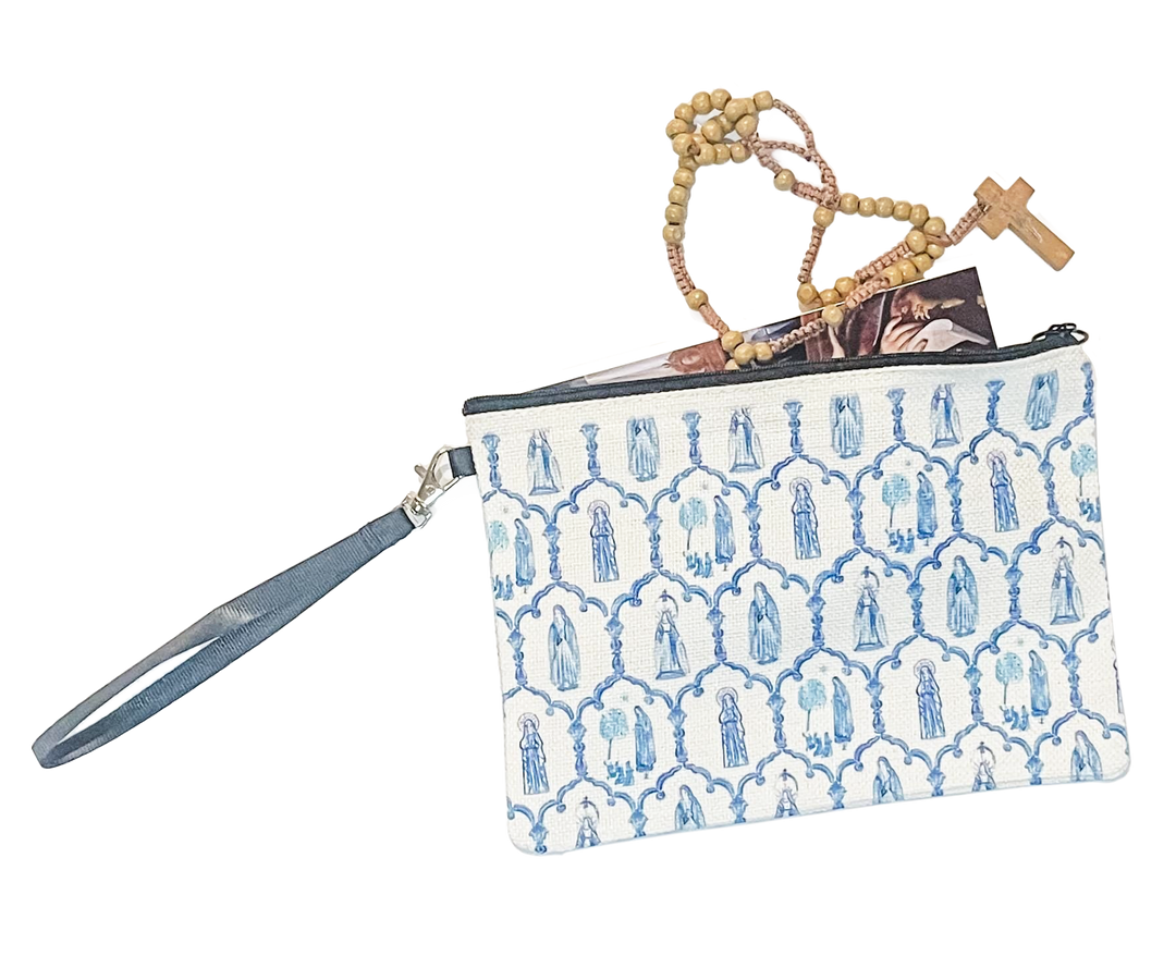 Marian Apparition Wristlet | Catholic Rosary Pouch, Magnificat Bag