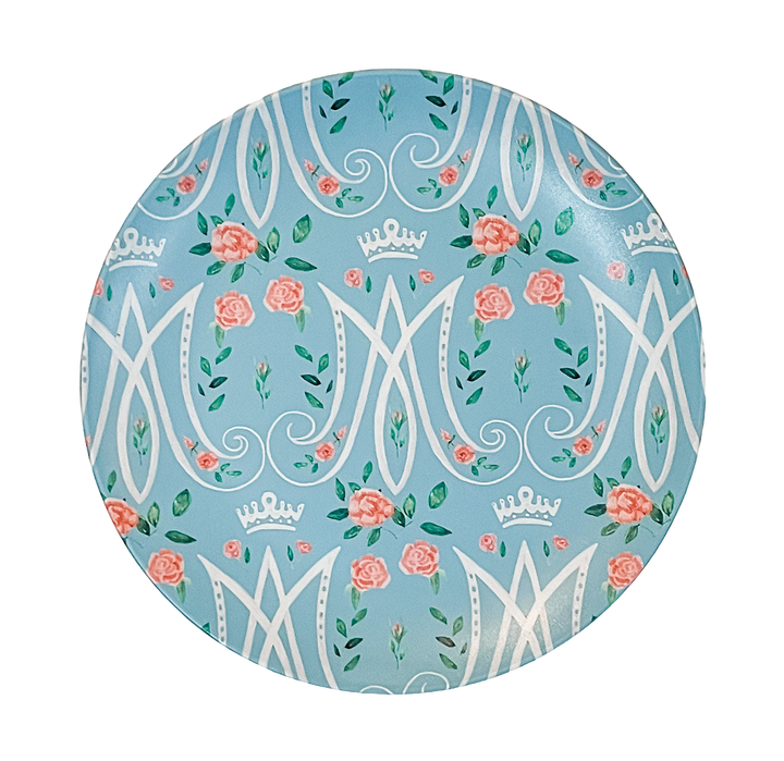 Auspice Maria Plate | Pool Blue Floral Catholic Tableware