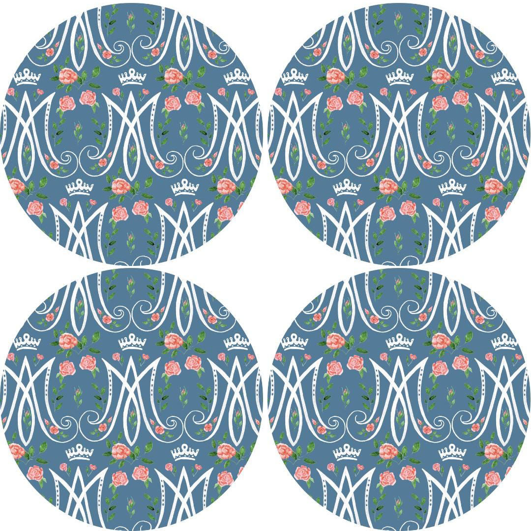 Auspice Maria Catholic Plate | Blessed Mother Floral Design