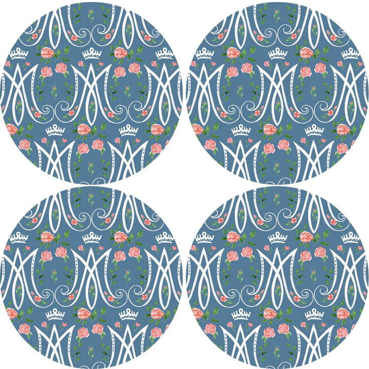 Auspice Maria Catholic Plate | Blessed Mother Floral Design