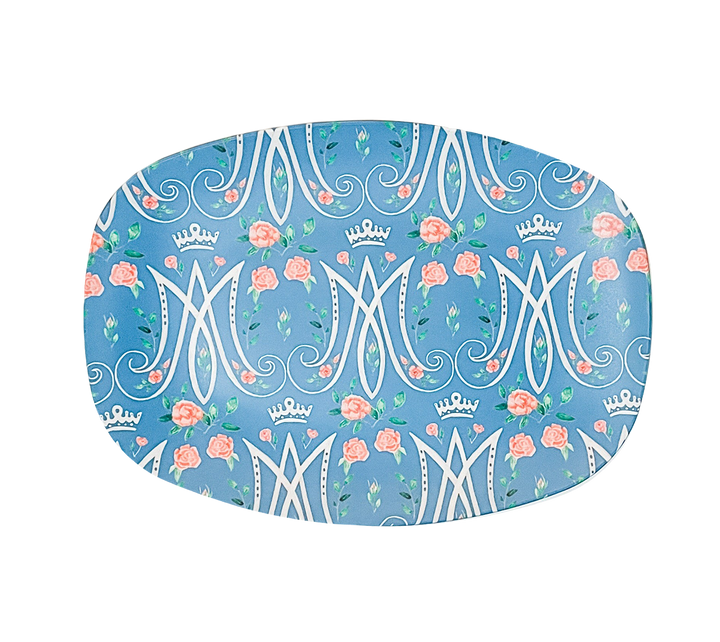 Auspice Maria Platter | Blessed Mother Floral Design, Catholic Tableware