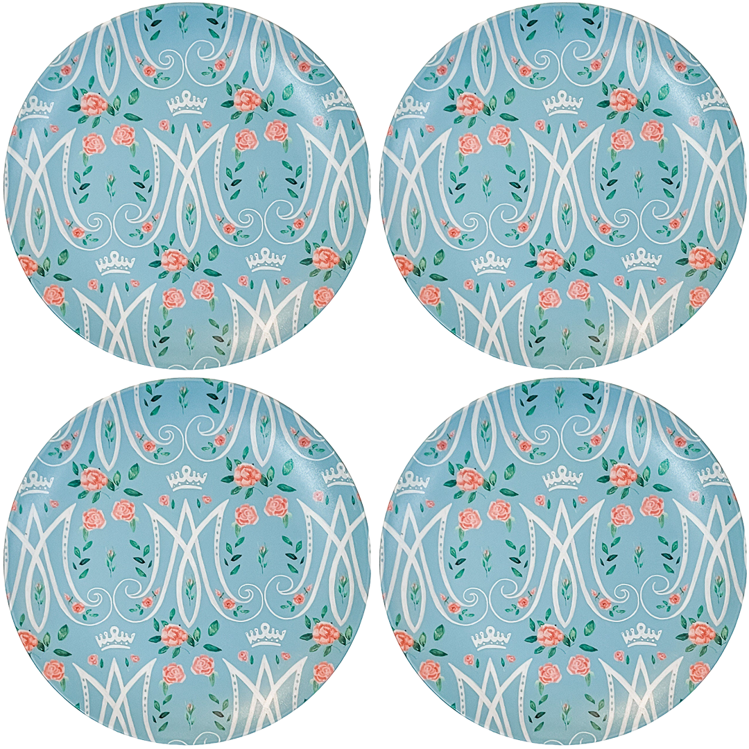 Auspice Maria Catholic Plate | Blessed Mother Floral Design