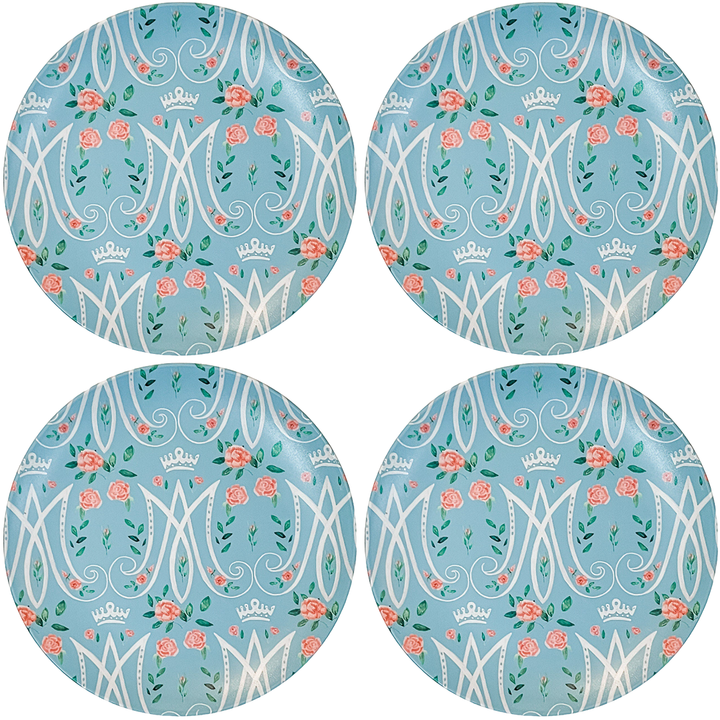 Auspice Maria Catholic Plate | Blessed Mother Floral Design