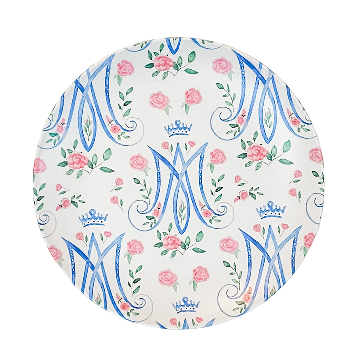 Auspice Maria Plate | Blessed Mother Floral Design, Catholic Home Decor