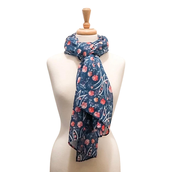 Ave Maria Navy Blue Catholic Fashion Scarf Auspice Maria Blessed Mother Catholic Monogram Scarf Miraculous Medal