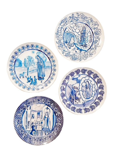 Our Lady of Guadalupe Plate | Blue White Chintzware Catholic Dinnerware