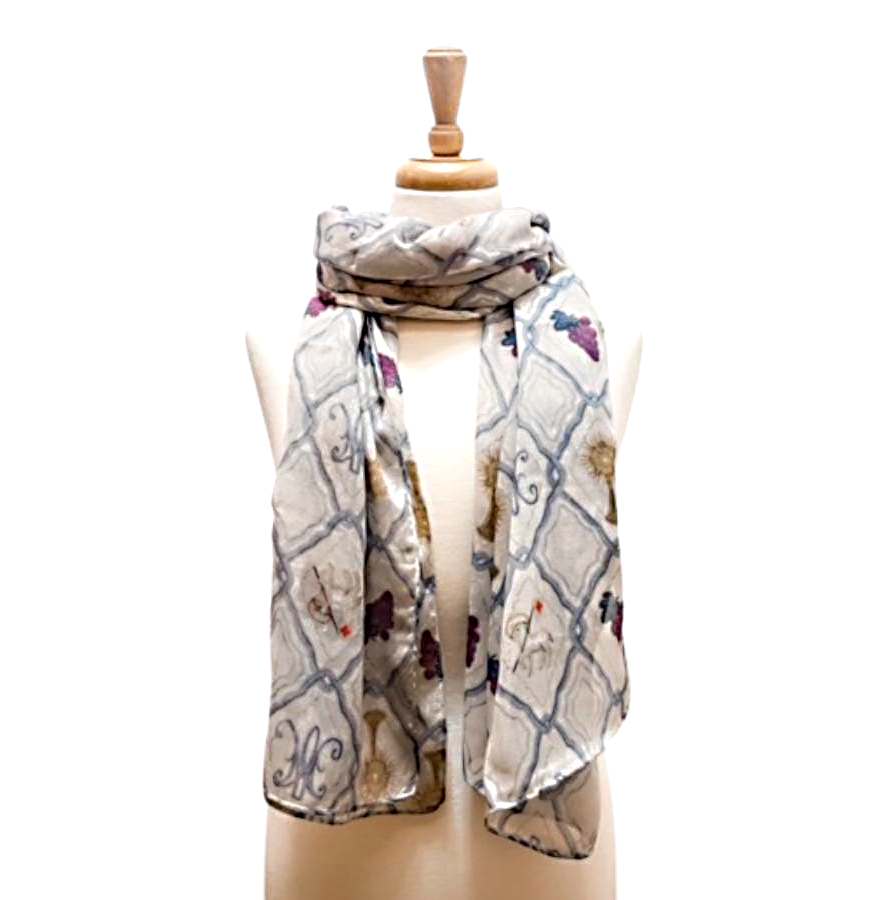 Our Lady of the Eucharist Scarf | Catholic Blessed Mother Scarf | Mary Scarf Adorned with a Miraculous Medal | Catholic Mother Gift
