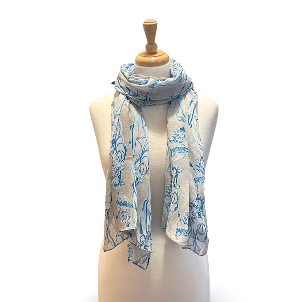 Mary Mother of Fairest Love Scarf, Catholic Blessed Mother Print, Polyester Cotton Blend