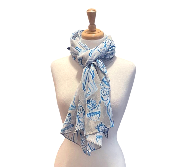 Mary Mother of Fairest Love Scarf, Catholic Blessed Mother Print, Polyester Cotton Blend