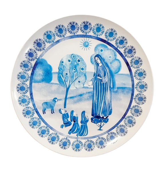 Set of 4 Marian Apparition Plates Set | Catholic Blessed Mother, Unbreakable Dinnerware