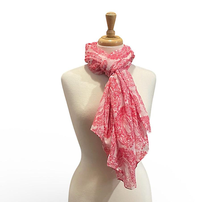 Our Lady of Guadalupe Scarf | Hot Pink Catholic Medal