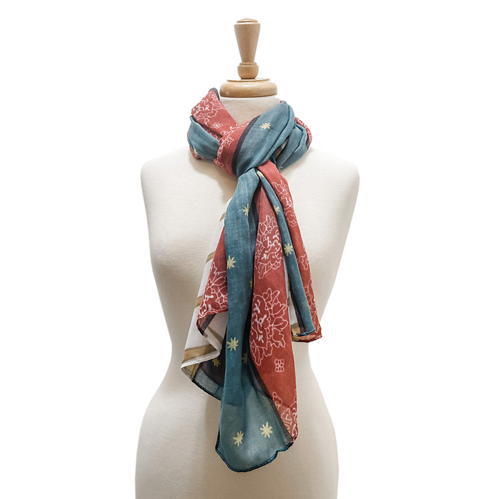 Our Lady of Guadalupe Stripe Scarf | Catholic Blessed Mother Print, Polyester Veil