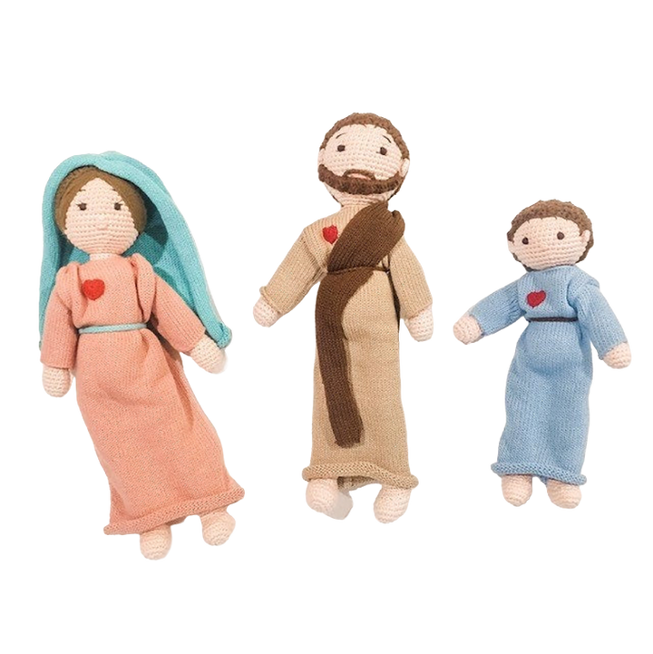 Knit Holy Family Dolls, Organic Cotton, Catholic Gift Set