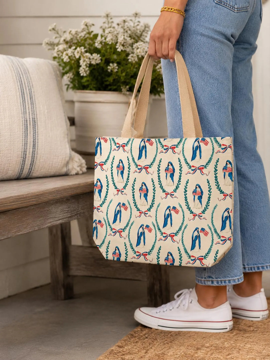 Catholic Tote Bag | Blessed Mother Tote Bag | Patriotic Catholic Tote Bag | Our Lady of the Immaculate Conception Tote