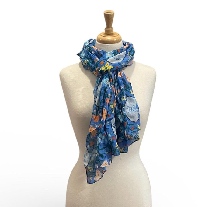 Our Lady Floral Scarf | Catholic Sacramental Miraculous Medal Print