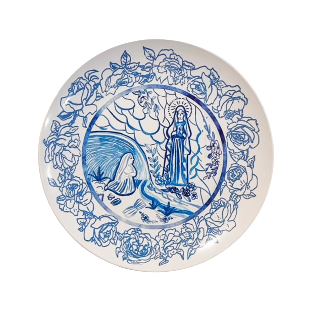 Set of 4 Marian Apparition Plates Set | Catholic Blessed Mother, Unbreakable Dinnerware