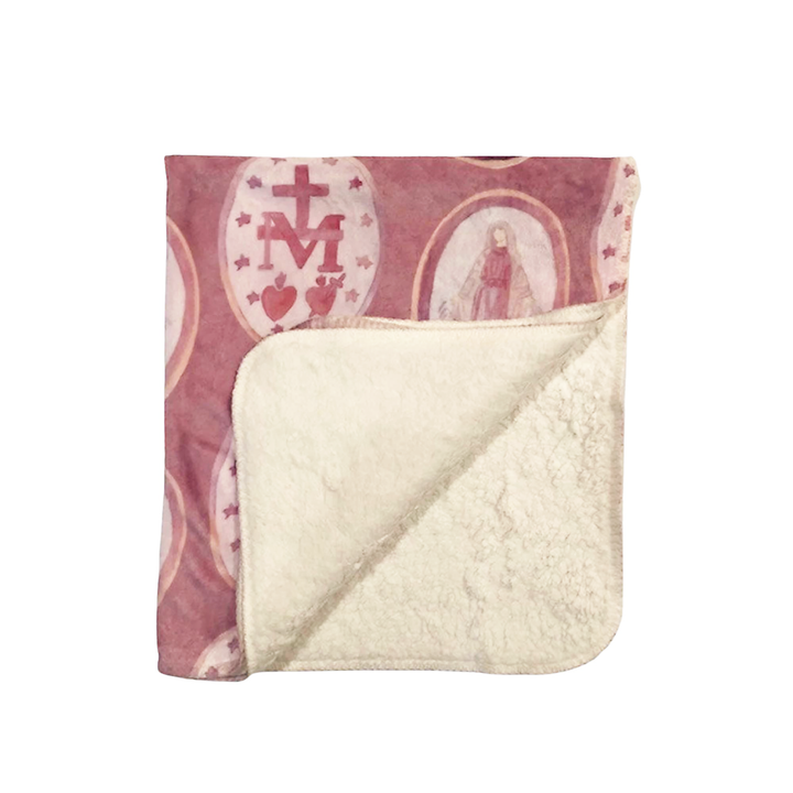 Set-Pink Miraculous Medal Blanket with Mary Doll