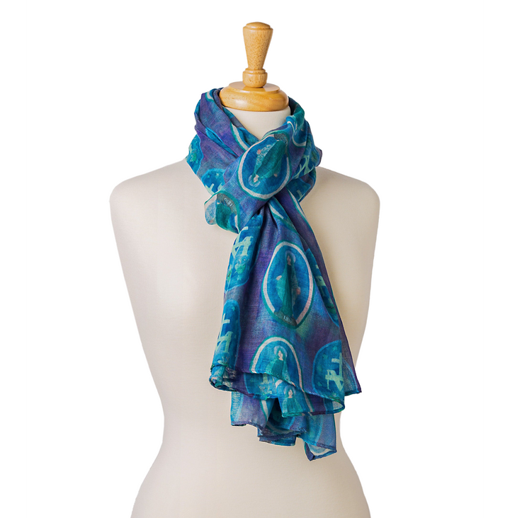 Miraculous Medal Scarf in Blue-Blessed Mother Catholic Scarf-Catholic Mother&