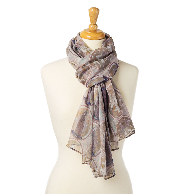 Miraculous Medal Scarf: Neutral Catholic Fashion Scarf