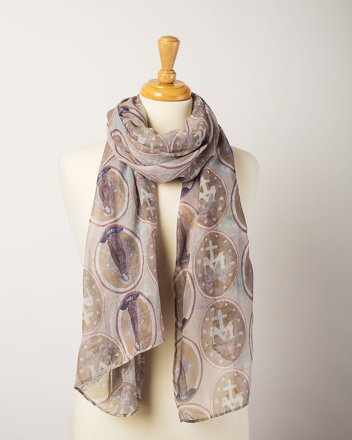 Miraculous Medal Scarf: Neutral Catholic Fashion Scarf