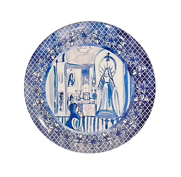 Set of 4 Marian Apparition Plates Set | Catholic Blessed Mother, Unbreakable Dinnerware