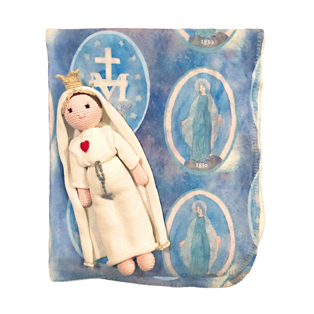 Catholic Miraculous Medal Sherpa Baby Blanket (40x33 inches)