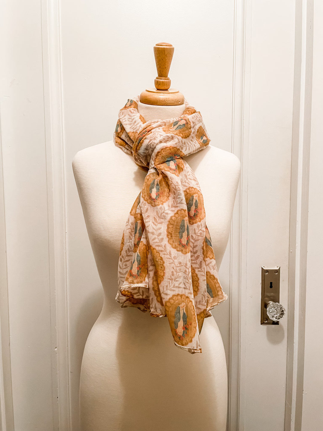 Our Lady of the Rose | Blessed Mother Scarf | Scarf with Miraculous Medal