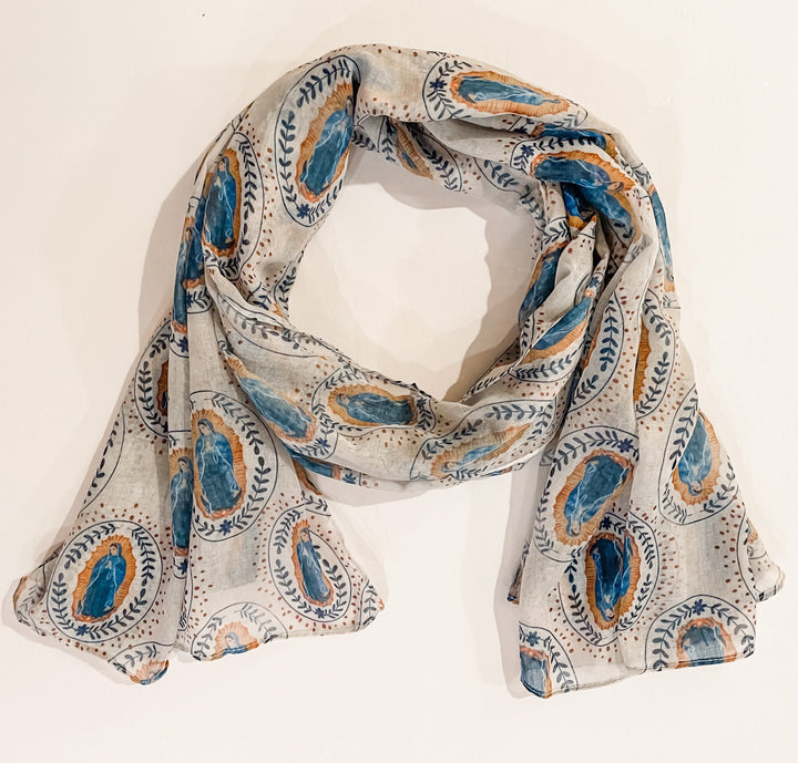 Blue Dress Mary| Our Lady of Guadalupe | Blessed Mother Scarf | Mary Scarf