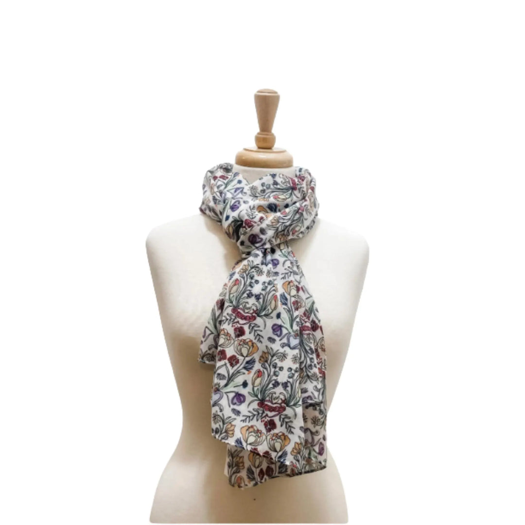 Immaculate Heart and Sacred Heart Floral Scarf | Catholic Scarf | Mother&