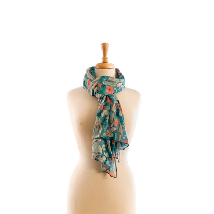 Our Lady of the Garden | Blessed Mother Catholic Scarf | Catholic Scarf with a Miraculous Medal