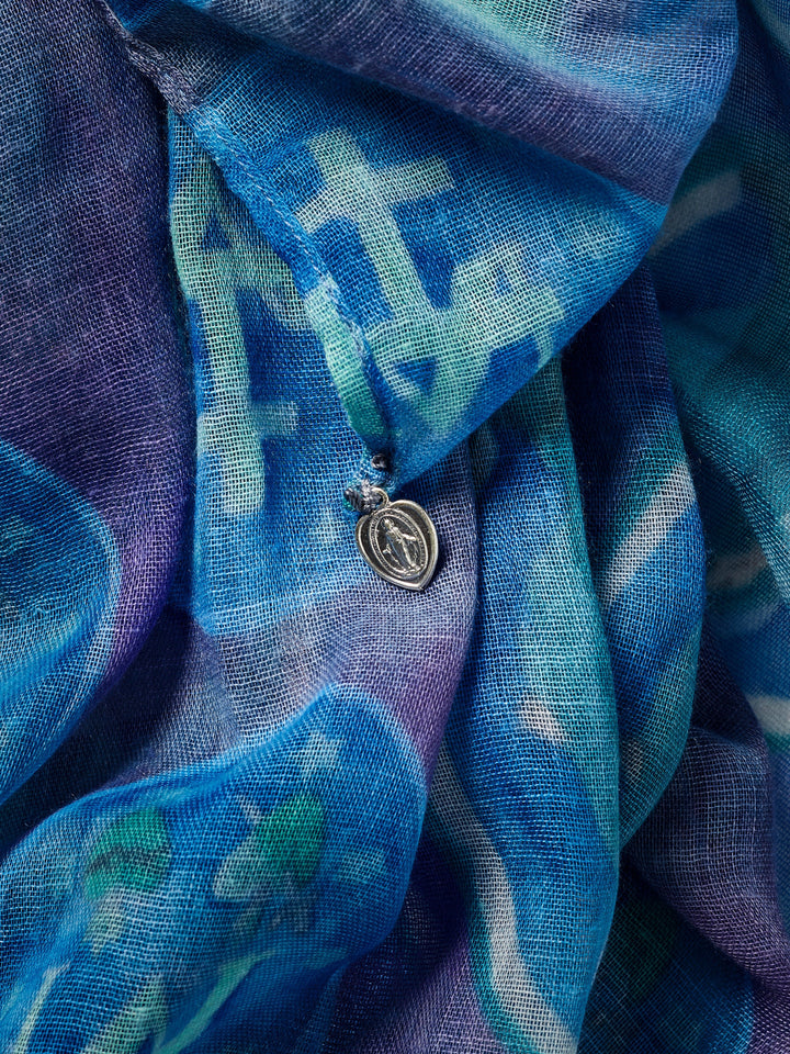 Miraculous Medal Scarf in Blue-Blessed Mother Catholic Scarf-Catholic Mother&