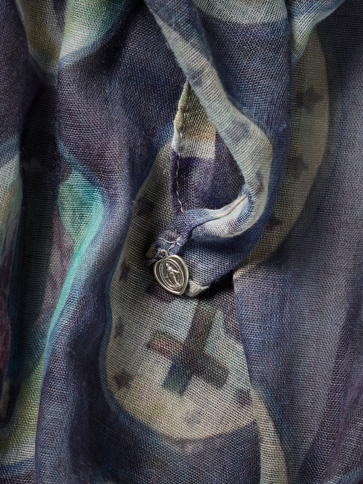 Miraculous Medal Scarf: Gray Blessed Mother Catholic Scarf