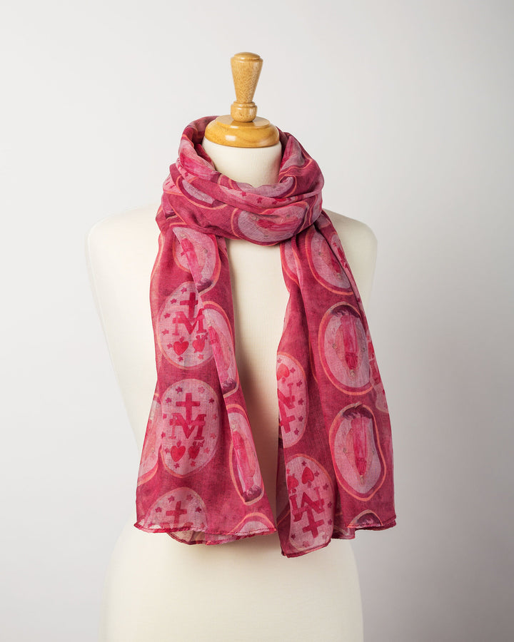Miraculous Medal Scarf in Pink Catholic Mother&
