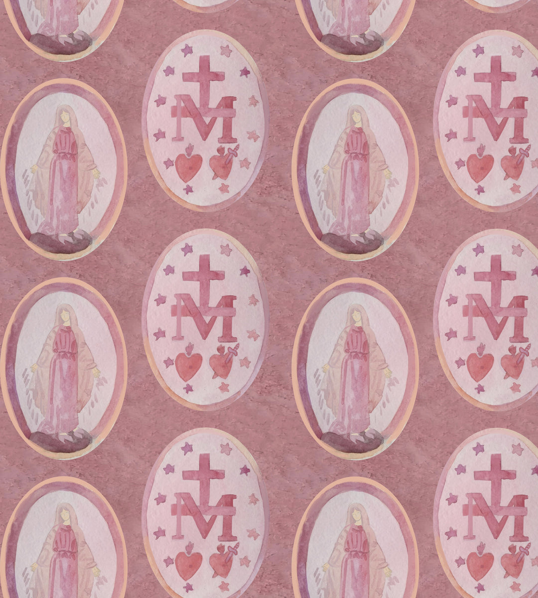 Miraculous Medal Scarf in Pink Catholic Mother&