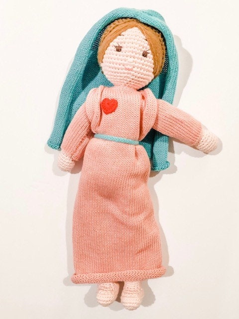Set-Pink Miraculous Medal Blanket with Mary Doll