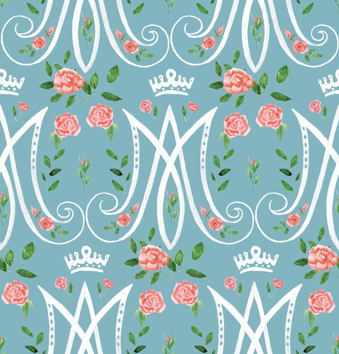 Auspice Maria Catholic Scarf | Blessed Mother Veil with Miraculous Medal