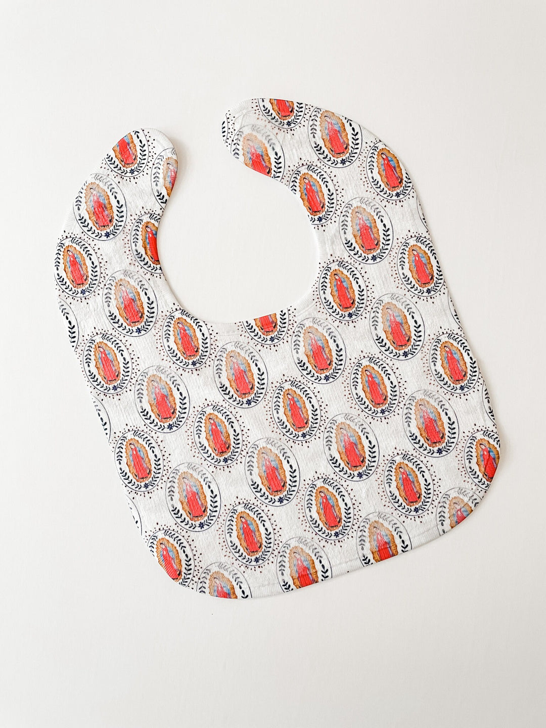 Our Lady of Guadalupe Cotton Bib | Catholic Baby Gift, Soft Cotton Terry Cloth Back