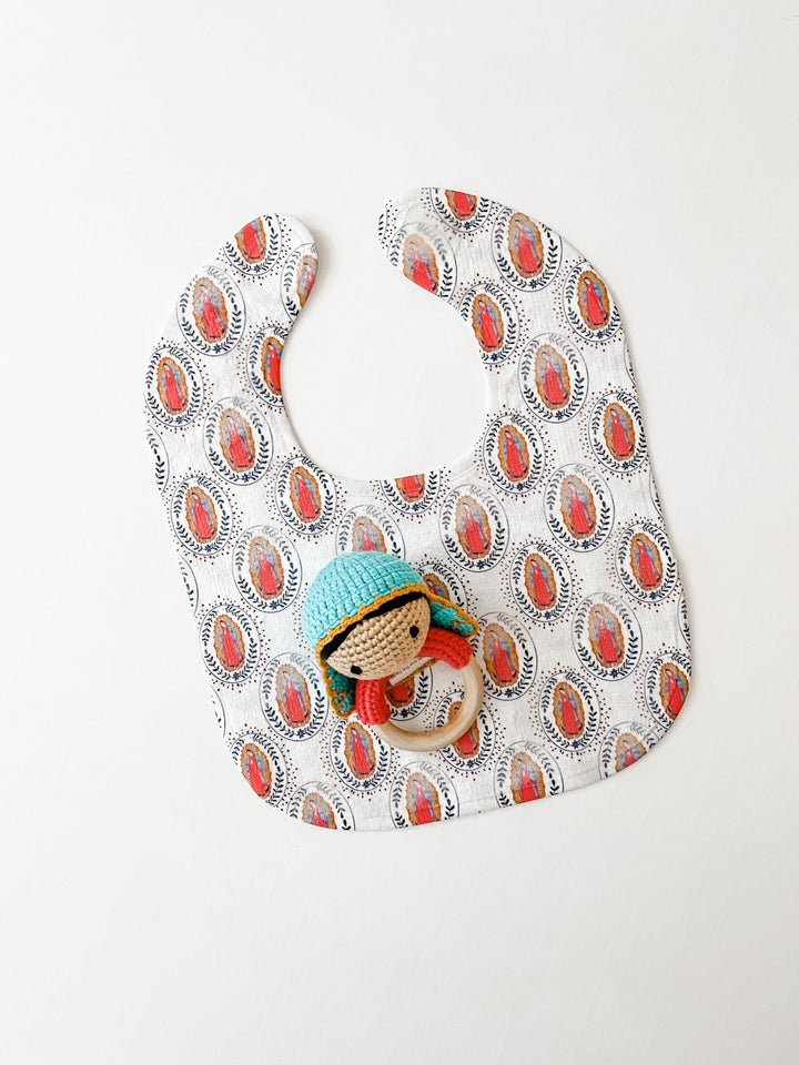 Our Lady of Guadalupe Bib and Pima Cotton Rattle | Catholic Baby Gift