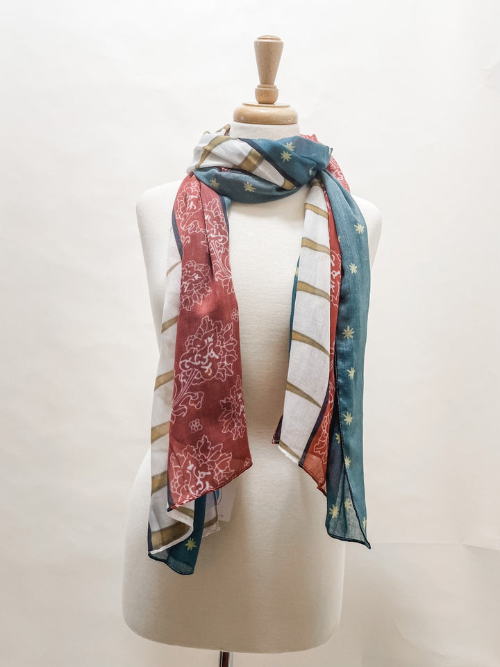 Our Lady of Guadalupe Stripe Scarf | Catholic Blessed Mother Print, Polyester Veil