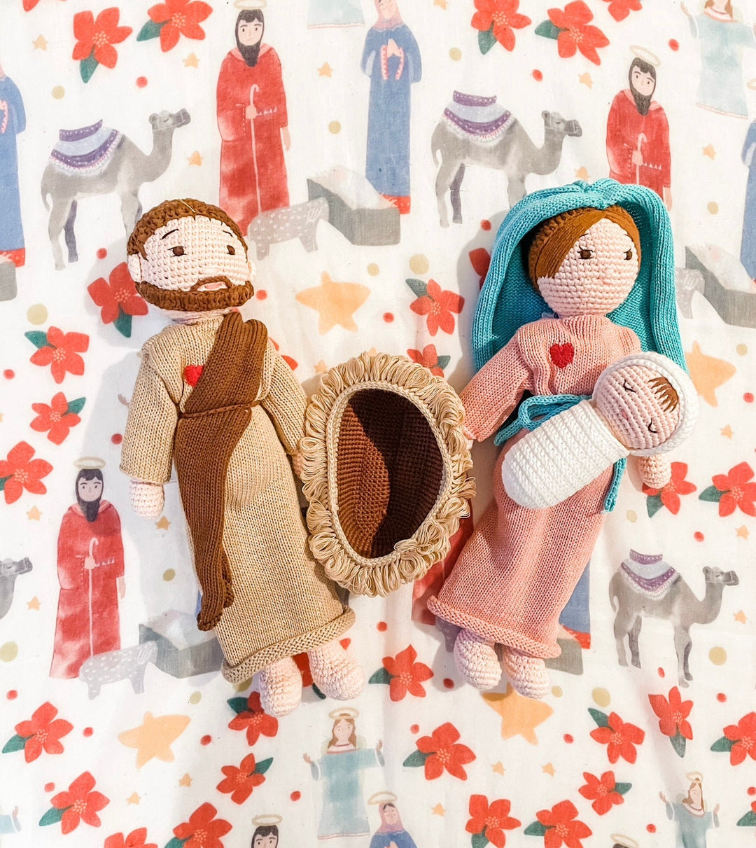 Holy Family with Infant Jesus | Mary on the Mantle | St. Joseph Doll | Blessed Mother Doll | Nativity Doll Set | Christmas Dolls |
