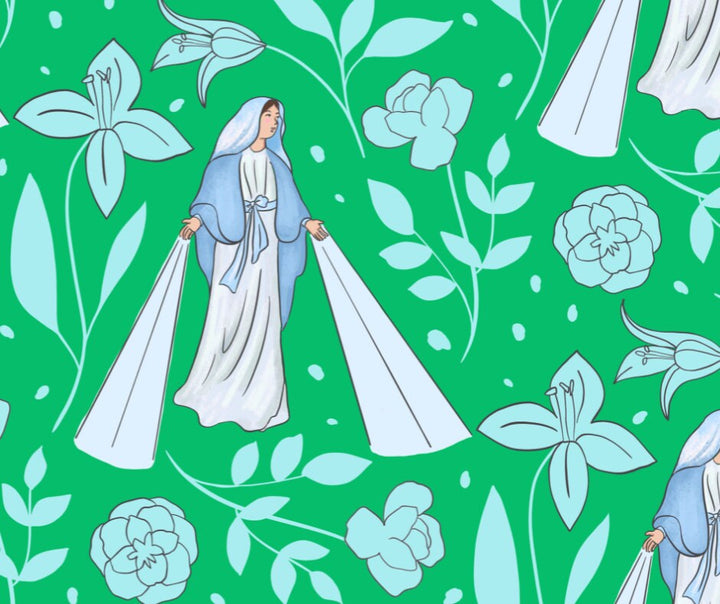 Our Lady of Grace Scarf | Miraculous Medal Blessed Mother Print