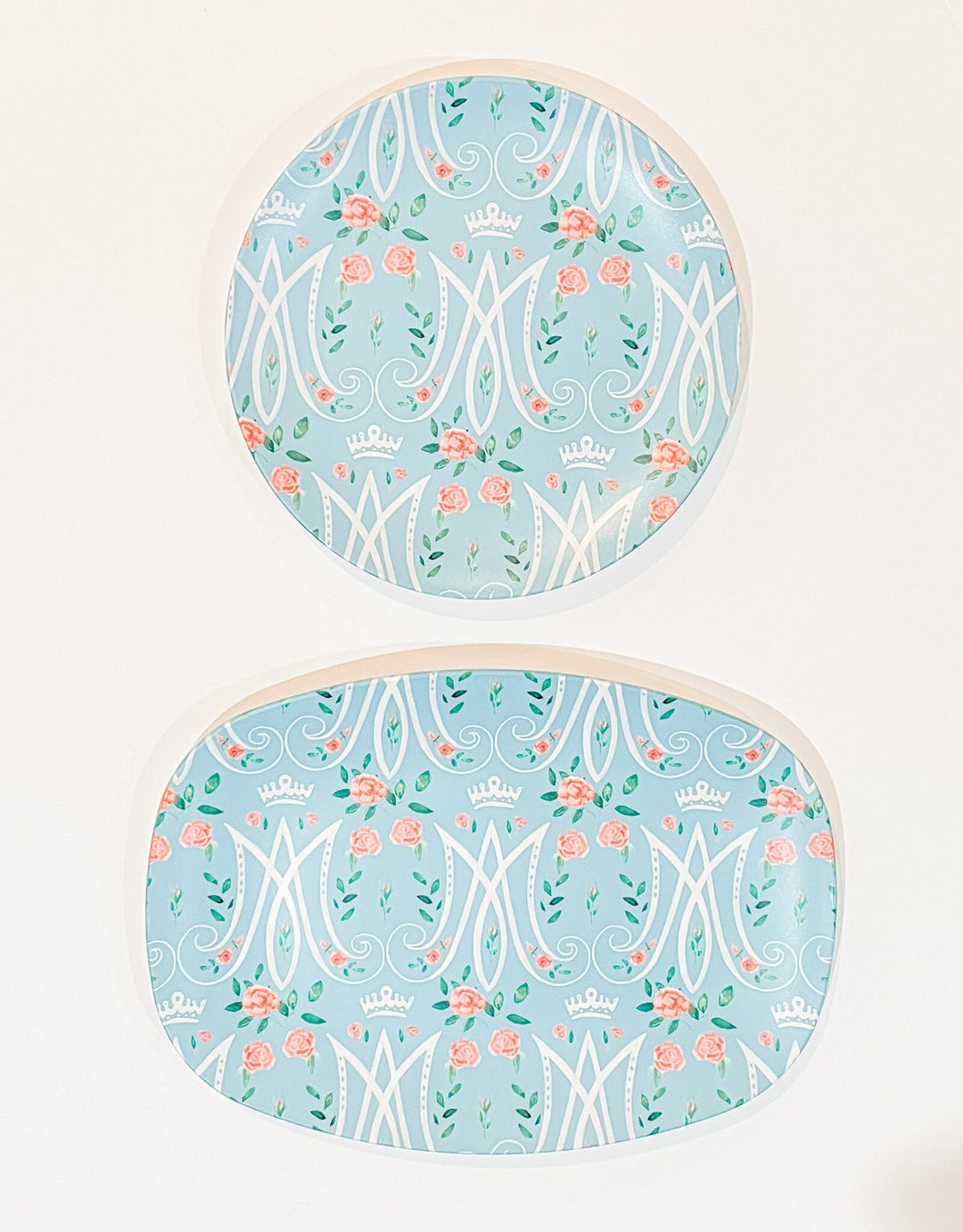 Auspice Maria Plate | Pool Blue Floral Catholic Tableware