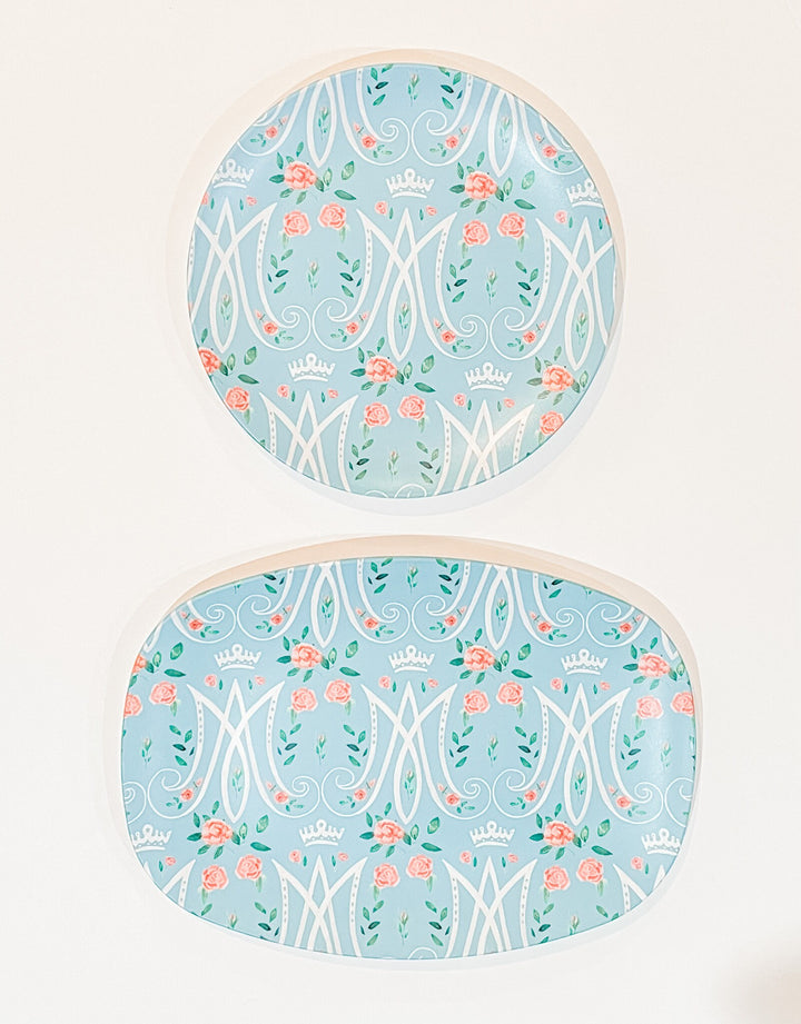 Auspice Maria Plate | Pool Blue Floral Catholic Tableware