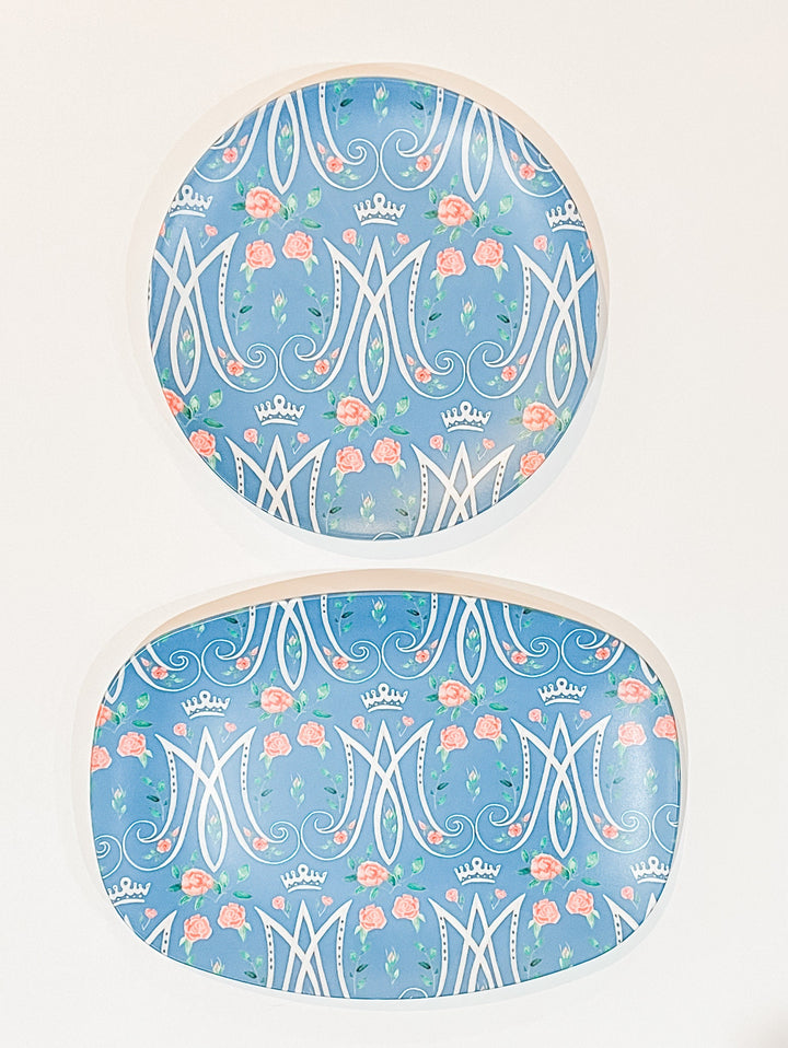 Auspice Maria Platter | Blessed Mother Floral Design, Catholic Tableware