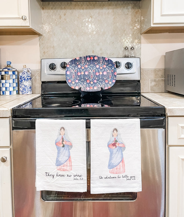 Blessed Mother Hand Towels | Gospel Quotes, Catholic Kitchen Decor (Set of 2)