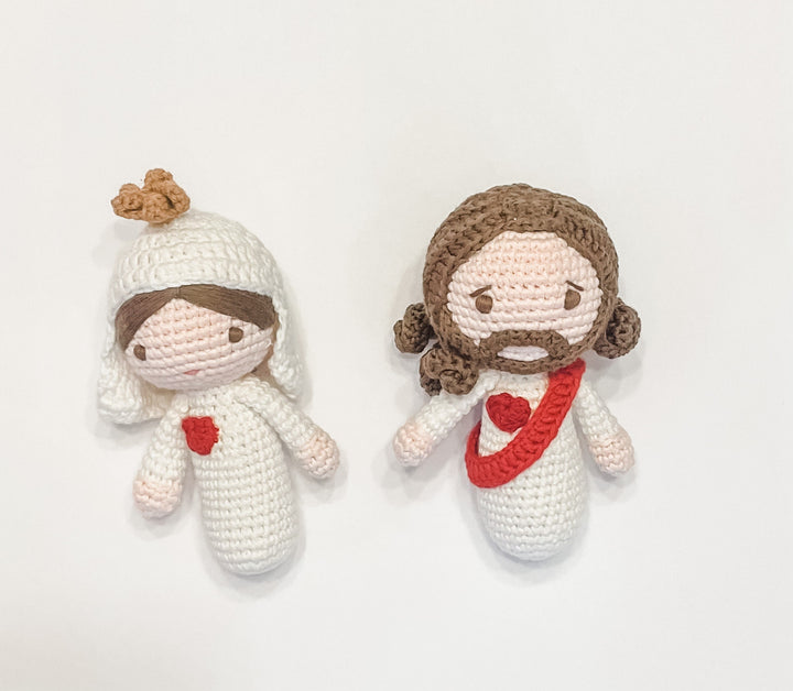 Sacred Hearts Crochet Rattles | Organic Cotton Catholic Baby Toys