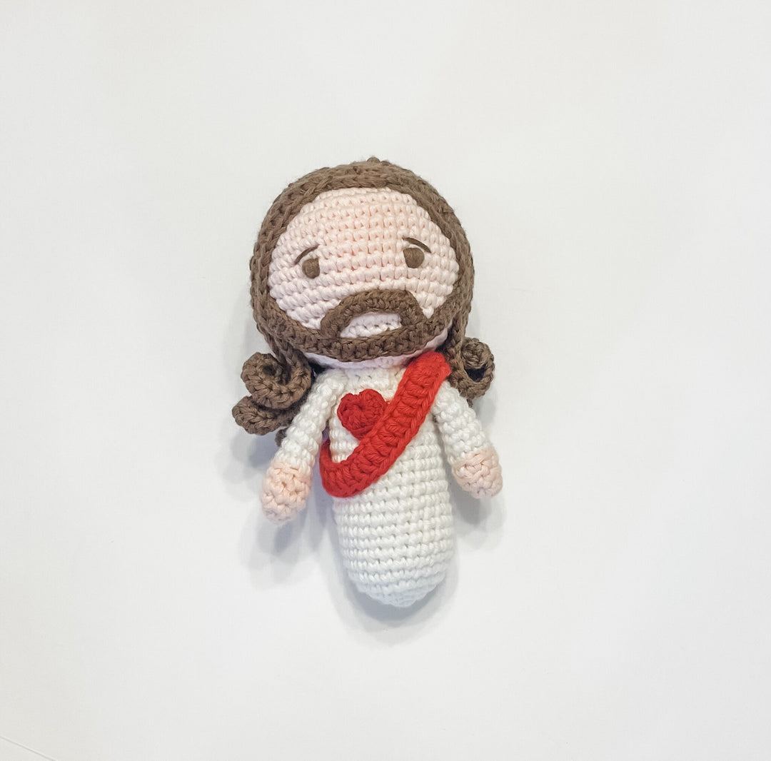 Sacred Hearts Crochet Rattles | Organic Cotton Catholic Baby Toys